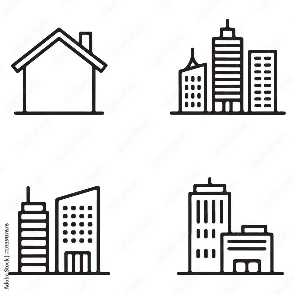 Fototapeta premium set of city buildings icons 