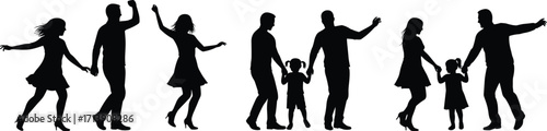 Silhouette, dancing, people, children, adults, joyful, movement, celebration, group, party, fun, happiness, energy, motion, togetherness, performance, festival, crowd