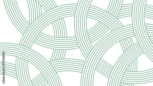 Abstract geometric background of green curved stripes arranged in a seamless interlaced pattern. Clean and modern template for wallpaper, digital art, and decorative design.