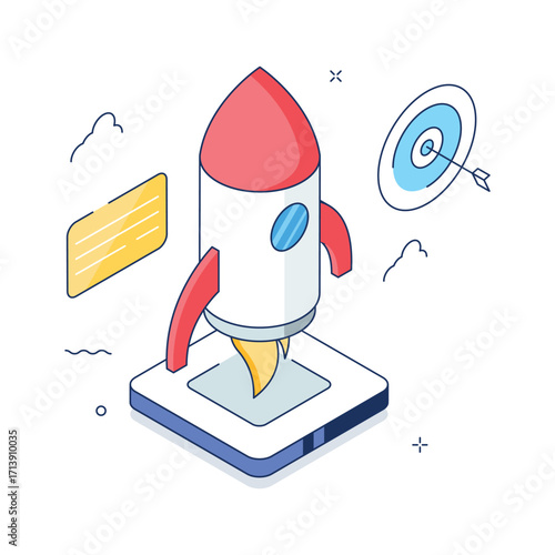 Creatively designed business startup isometric illustration