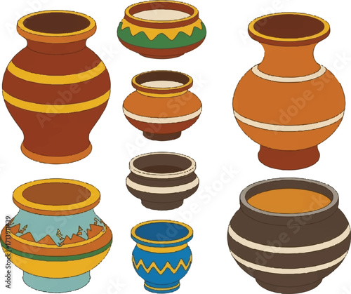 set of clay pots