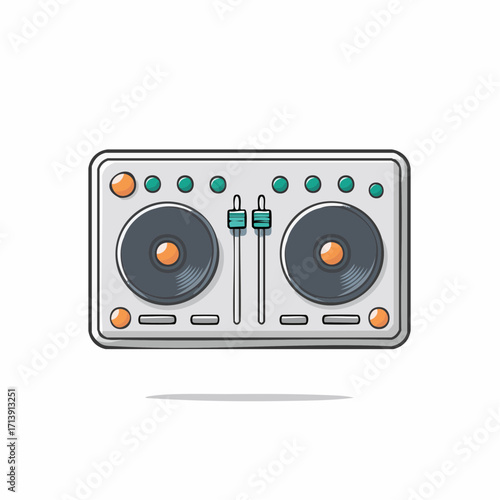 DJ Mixer Illustration Mixing Console for Music Production and Entertainment