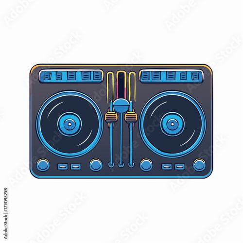 DJ Mixer Illustration Music Technology Design