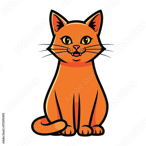 Ginger Cat in Playful Mood: This vibrant depiction captures a delightful ginger cat in a cheerful, playful stance, perfect for adding a touch of joy to any project or design.
