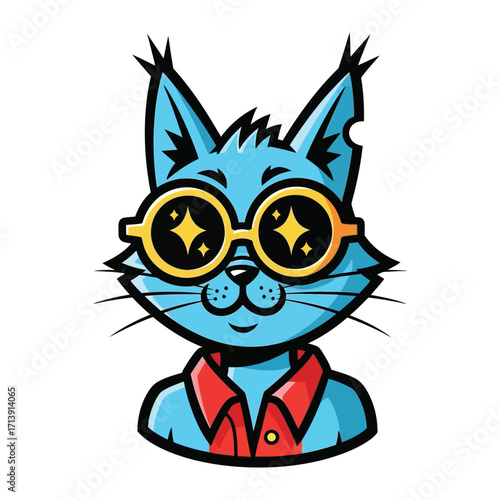 Cool Cat with Eyeglasses: This captivating illustration showcases a cool cat donning stylish eyeglasses. The cat exudes charm, confidence, and a touch of coolness.
