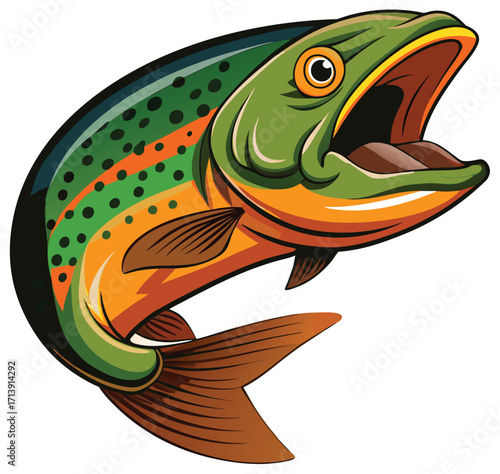Leaping Trout Fish Vector Graphic salmon jumping