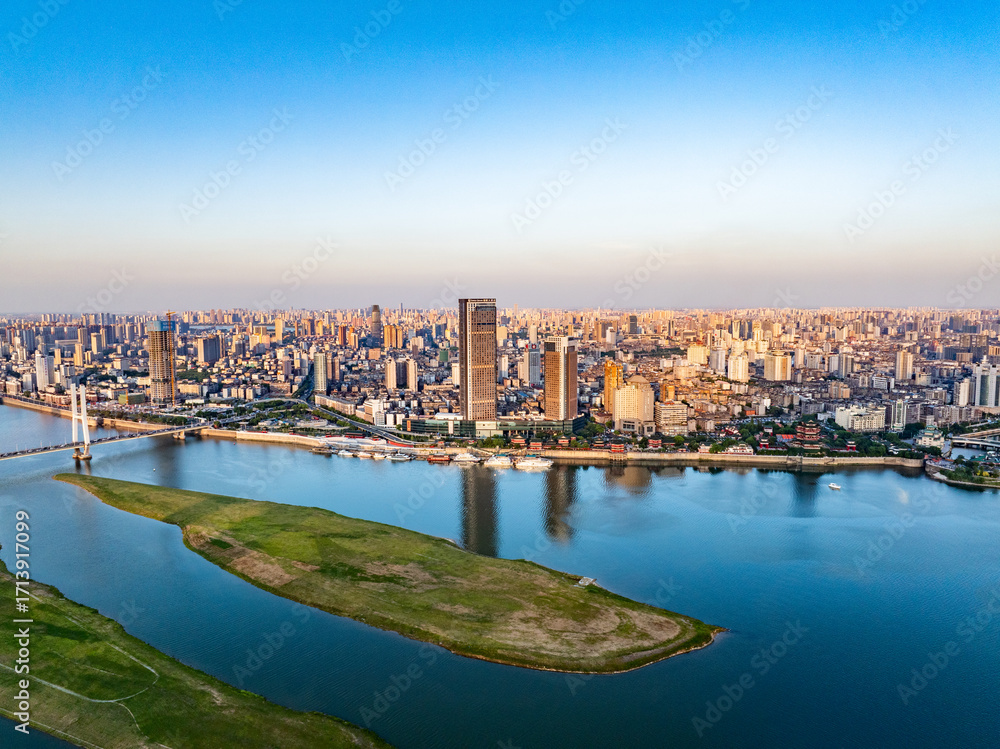 Fototapeta premium Modern city skyline overhead