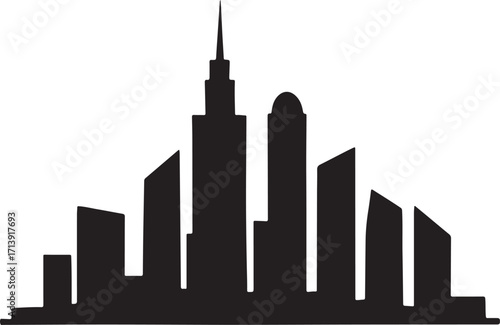Dubai skyline silhouette with iconic skyscrapers in monochrome.