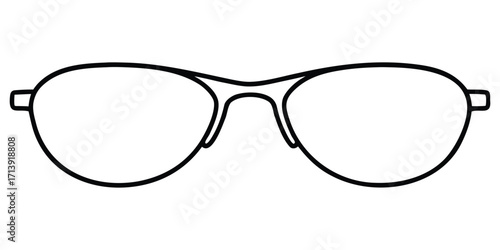 Black outline of eyeglasses on white background eyewear