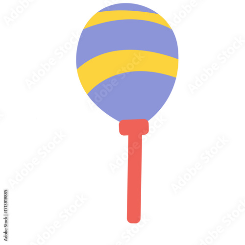 Colorful 2d illustration of maracas, a traditional percussion instrument often used in Latin music, symbolizing rhythm, dance, beat, and celebration.
