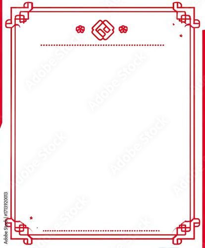 Red ornate border on white background
