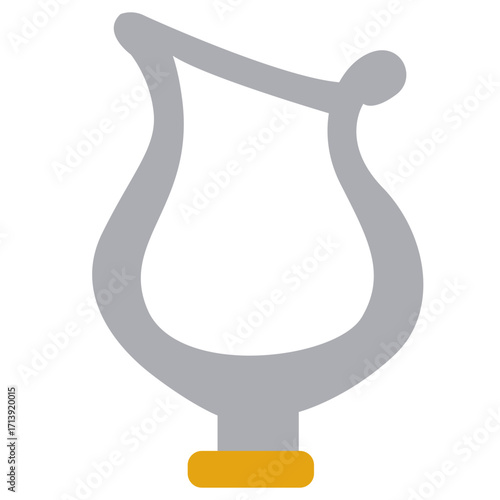 Silver lyre 2d illustration, ancient string instrument with elegant frame. Perfect for culture, art, education, music, or creative classical projects.
