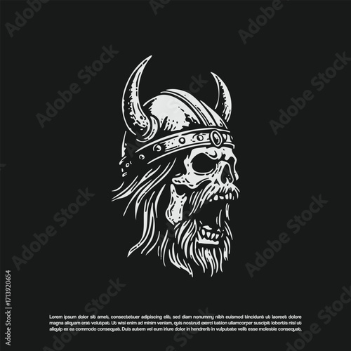 Viking skull screaming vector, gladiator man mascot wearing a helmet.