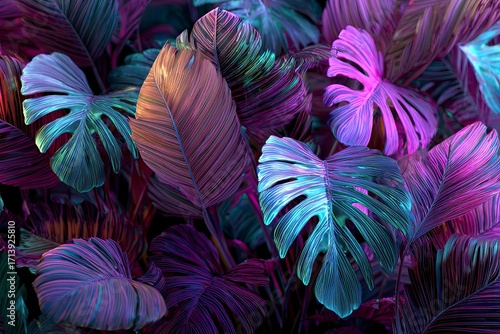 Wallpaper Mural Vivid abstract leaves in purple blue  bronze hues fill the frame highlighting their textures Torontodigital.ca