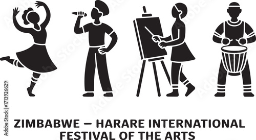 Zimbabwe Harare International Festival of the Arts Silhouette on Transparent Background