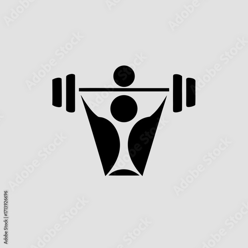 Weightlifting fitness gym workout training exercise strength barbell bodybuilder powerlifting sport icon design | editable eps
