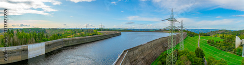 Photos Aerial view of the Hohenwarte Dam (Hohenwarte Reservoir) and the associated pumped storage facility in Thuringia, Germany