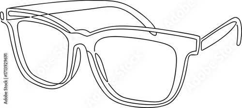 Black Outline Drawing of Square Framed Eyeglasses eyewear