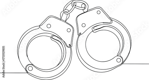 Black and white outline drawing of handcuffs restraint