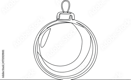 Single line drawing of a Christmas bauble ornament