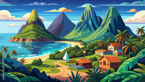 Pitons Management Area, Saint Lucia (Caribbean), is famous for its twin volcanic spires rising dramatically from the Caribbean Sea amidst lush tropical landscapes.