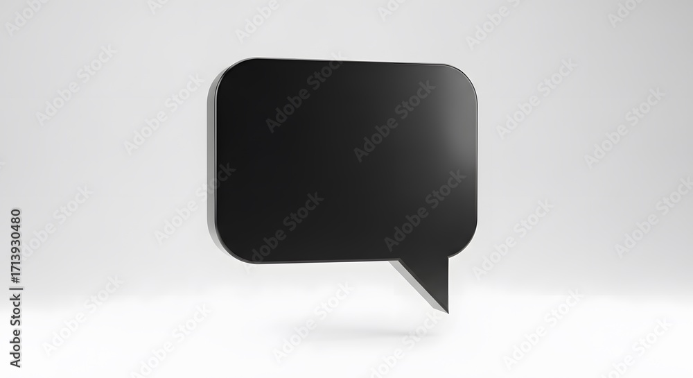 Fototapeta premium Black Speech Bubble Icon on White Background - 3D Render.