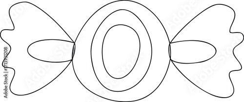 Black outline of a wrapped candy on white background
