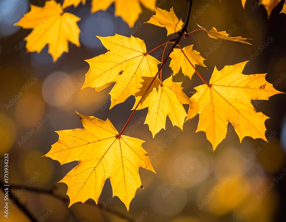 Fototapeta premium Autumn leaves bathed in sunlight