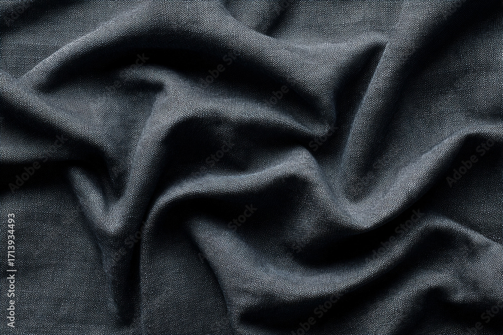 Fototapeta premium Dark fabric texture draped in soft folds showing subtle texture