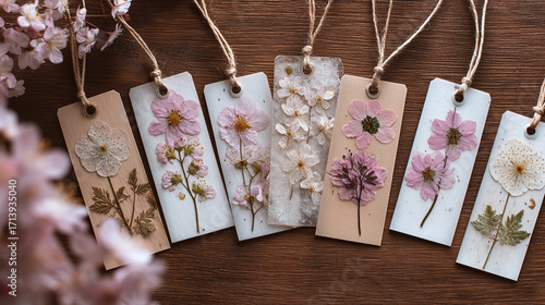 桜の押し花しおり / Cherry Blossom Pressed Flower Bookmarks