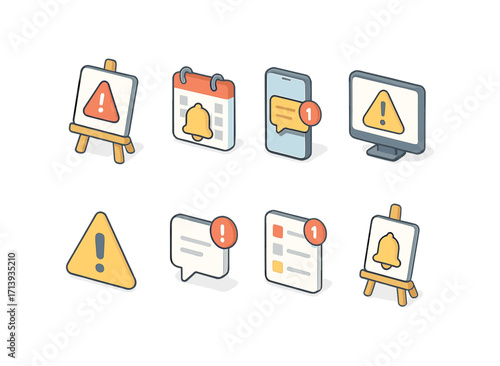 Alert and notification icon set. flat style for ui and mobile design collections
