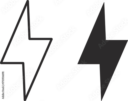 Lightning or flash icon set. Power energy sign. Thunder and electric symbol
