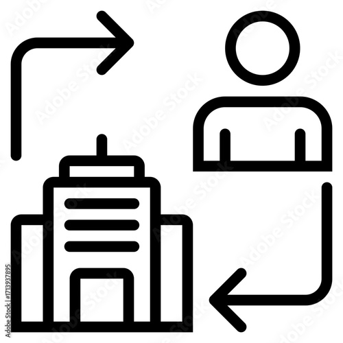 B2C Icon in Line Style Suitable for Web, Apps, Presentation, or Printable Meanings