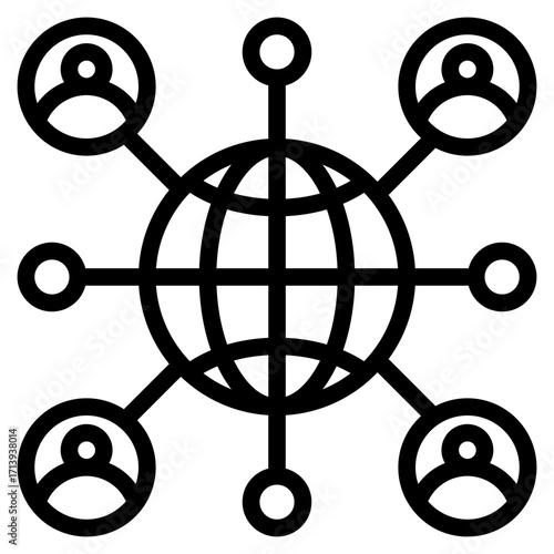 Global Reach Icon in Line Style Suitable for Web, Apps, Presentation, or Printable Meanings