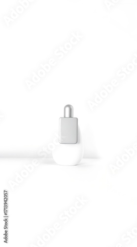 Minimalist serum bottle mockup showcasing skincare product on white background