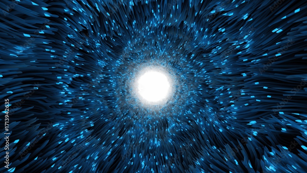 Obraz premium Abstract Blue Energy Flow Background with Glowing Light Burst and Motion Lines Vector Illustration