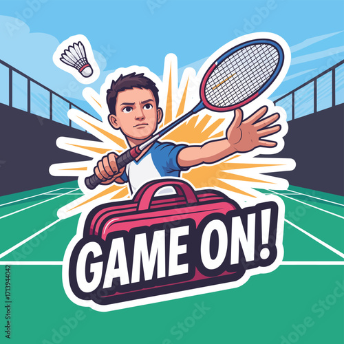 A child athlete in action, competing with a tennis racket and ball