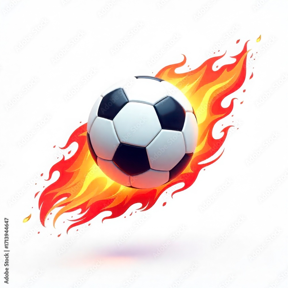 Fototapeta premium two Soccer Ball with Flaming Trail Vector Icon on White Background