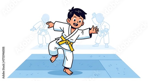 Boy Practicing Judo.