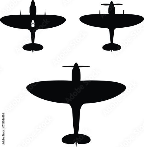 Supermarine Spitfire Silhouette Top View Aircraft Outline