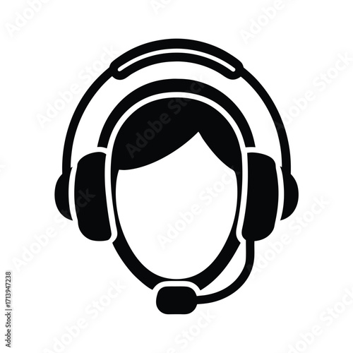 Flat Style Customer Support Headset Icon
