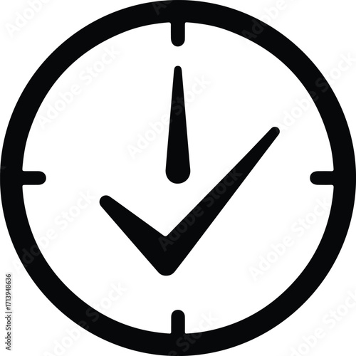 Vector Checkmark clock shows success time silhouette illustrator