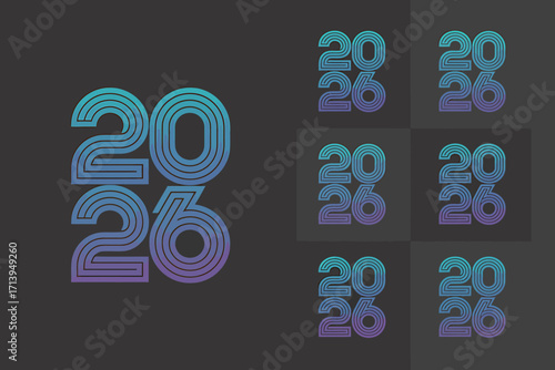 Vibrant Gradient 2026 Numerals Design Celebrating the New Year with Modern Aesthetic and Futuristic Visuals for Graphic Elements