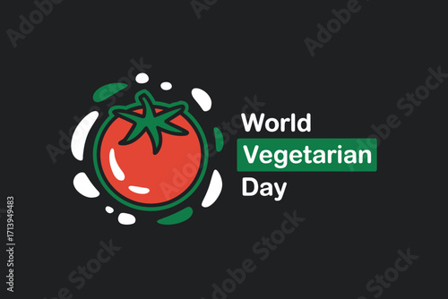 Celebrating World Vegetarian Day with a Fresh Tomato and Green Accents Promoting Healthy Eating