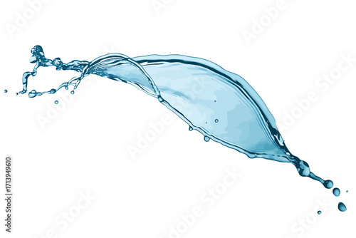 Dynamic Water Splash Isolated on White Background Showing Motion and Purity in Transparent Detail and Clean Liquid Form