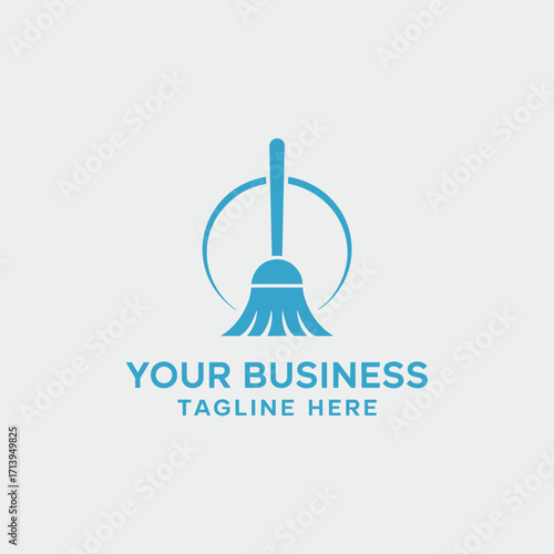 Minimalist Cleaning Service Logo Design with Broom Icon and Space for Business Name and Tagline for Modern Branding Solutions