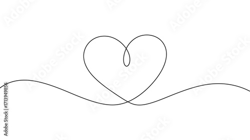 Single Line Heart Illustration Simple Minimalist Design for Valentines Day and Love Concepts Creative Artwork Idea on White Background