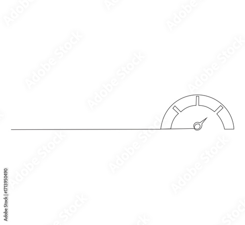 Continuous One Line Drawing of Speedomete.Minimalist Vector Illustration of Speed Indicator, Car Dashboard Performance Symbol, and Fast Speed Sign Concept