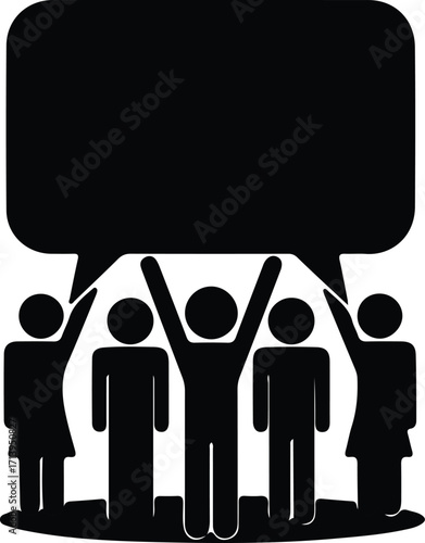 Vector Group of people with blank speech bubble silhouette illustrator
