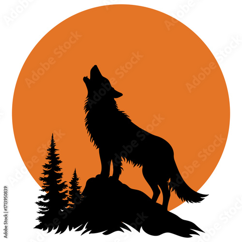 wolf forest logo illustration